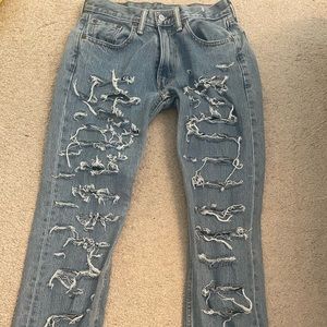 Custom Levi distressed jeans